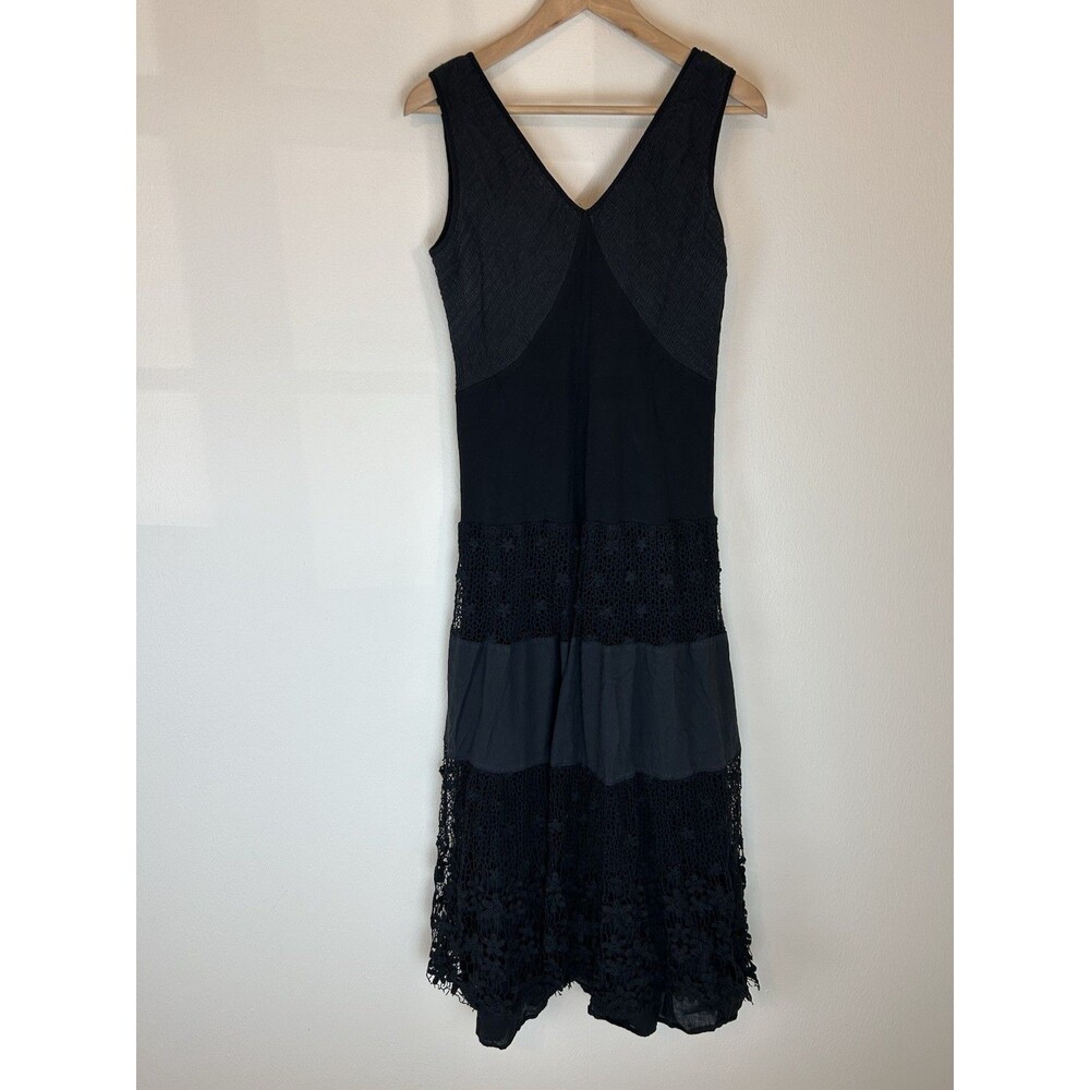 Christina V L Midi Dress Whimsigoth Black Lace Tiered Gothic Fairy Grunge Witchy